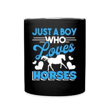 Horse Just a Boy Who Loves Horses - Full Colour Mug - black - Front
