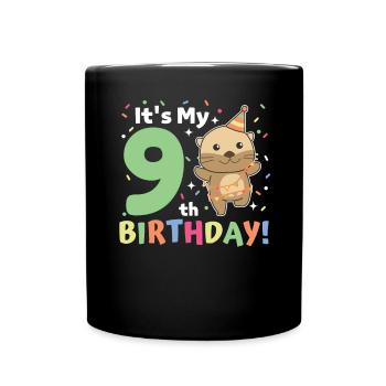 Otter for the 9th birthday children nine years old - Full Colour Mug - black - Front