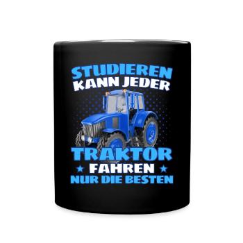 Lustiger Traktor Spruch Landwirt oder Bauer - Tasse einfarbig - Schwarz - Vorne