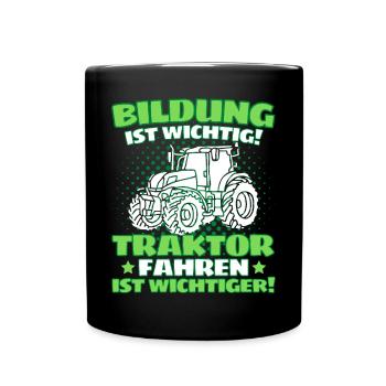 Lustiger Traktor Spruch Landwirt oder Bauer - Tasse einfarbig - Schwarz - Vorne