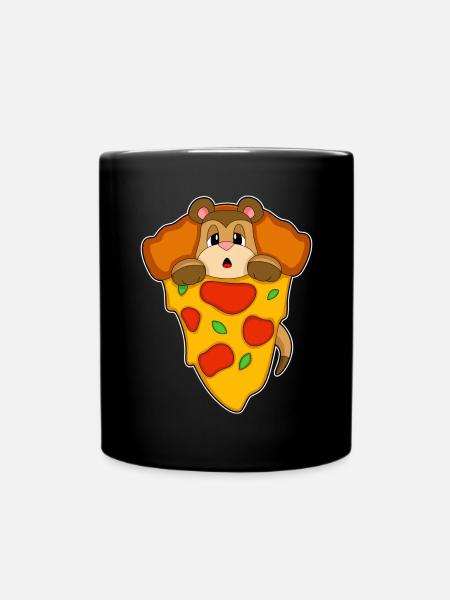 Erdmännchen Pizza - Tasse einfarbig - Schwarz