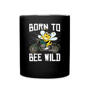 Né pour être une abeille, motard sauvage, abeille à miel - Mug uni - noir - Devant