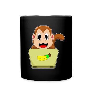 Affe Laptop - Tasse einfarbig - Schwarz - Vorne