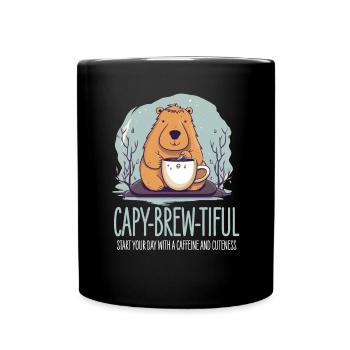 Capybara Kaffee Design - Tasse einfarbig - Schwarz - Vorne