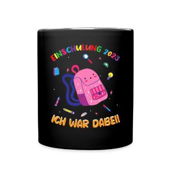 Einschulung 2023 Schulkind - Tasse einfarbig - Schwarz - Vorne