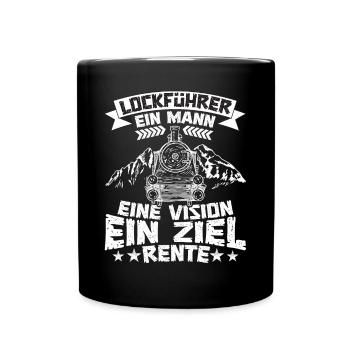 Lockführer Eisenbahner Rente Rentner - Tasse einfarbig - Schwarz - Vorne