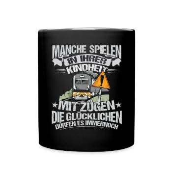 Lockführer Modellbau Manche spielen noch mit Zügen - Tasse einfarbig - Schwarz - Vorne