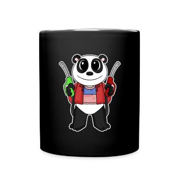 Tankwart Panda Tankstelle - Tasse einfarbig - Schwarz - Vorne