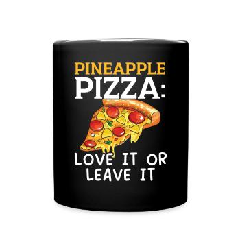 Pizza And Pineapple Tropical Fruit Pizza Eater - Full Colour Mug - black - Front