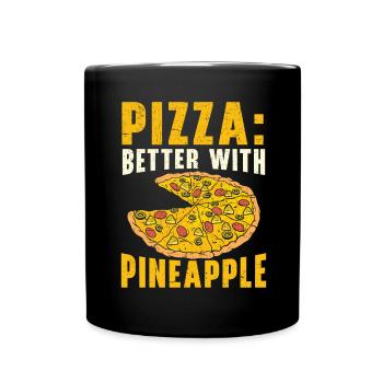 Pizza And Pineapple Tropical Fruit Pizza Eater - Full Colour Mug - black - Front