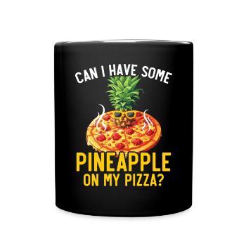 Pizza And Pineapple Tropical Fruit Pizza Eater - Full Colour Mug - black - Front
