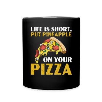Pizza And Pineapple Tropical Fruit Pizza Eater - Full Colour Mug - black - Front