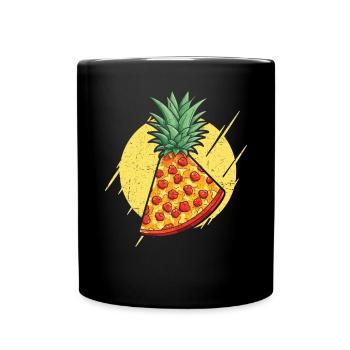 Pizza And Pineapple Tropical Fruit Pizza Eater - Full Colour Mug - black - Front