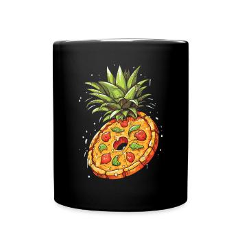 Pizza And Pineapple Tropical Fruit Pizza Eater - Full Colour Mug - black - Front