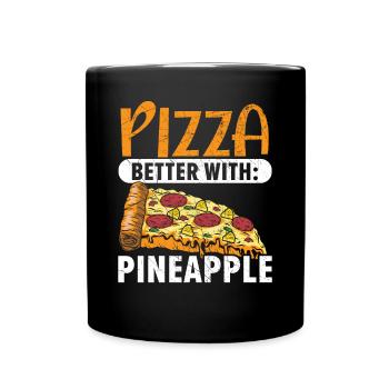 Pizza And Pineapple Tropical Fruit Pizza Eater - Full Colour Mug - black - Front