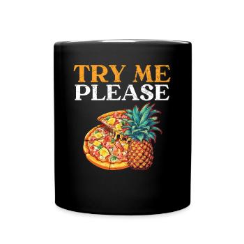 Pizza And Pineapple Tropical Fruit Pizza Eater - Full Colour Mug - black - Front