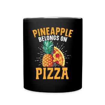 Pizza And Pineapple Tropical Fruit Pizza Eater - Full Colour Mug - black - Front