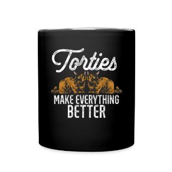 Schildpatt Katze Tortoiseshell Cat Tortie - Tasse einfarbig - Schwarz - Vorne