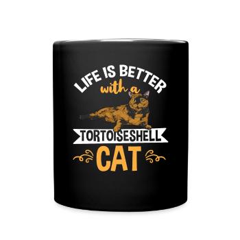 Schildpatt Katze Tortoiseshell Cat Tortie - Tasse einfarbig - Schwarz - Vorne