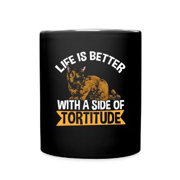 Schildpatt Katze Tortoiseshell Cat Tortie - Tasse einfarbig - Schwarz - Vorne