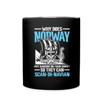 Norway Barcode On Their Ships Scan-Di-Navian - Tasse einfarbig - Schwarz - Vorne