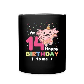 Axolotl for 14th birthday children fourteen - Full Colour Mug - black - Front