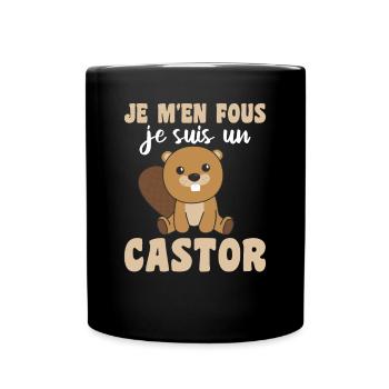 Je m'en fous je suis un castor - süßer Biber - Tasse einfarbig - Schwarz - Vorne
