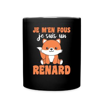 Je m'en fous je suis un renard - sweet fox - Full Colour Mug - black - Front