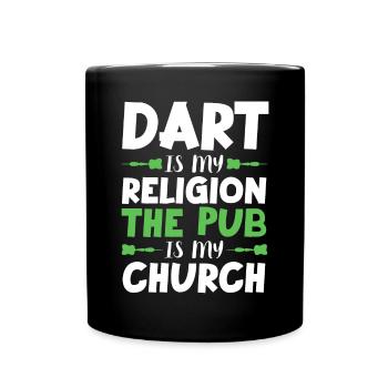 Darts My Religion Pub Church Darts Player - Full Colour Mug - black - Front