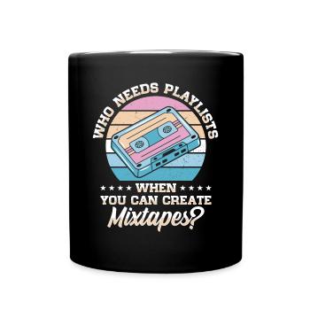 Vintage Musikliebhaber Retro Kassettenband 80er - Tasse einfarbig - Schwarz - Vorne