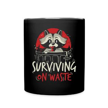 Raccoon lover garbage collecting garbage containers - Full Colour Mug - black - Front