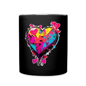 Herz Kunst - Tasse einfarbig - Schwarz - Vorne