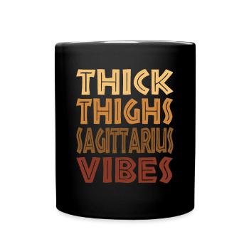 Dicke Oberschenkel Sagittarius Vibes Melanin Schwarz Frauen - Tasse einfarbig - Schwarz - Vorne