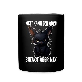 Nett Kann Ich Auch Bringt Aber Nix Schwarzer Hase - Tasse einfarbig - Schwarz - Vorne