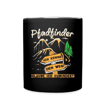 Pfadfinder ich kenne den Weg! Camping Lagerfeuer - Tasse einfarbig - Schwarz - Vorne