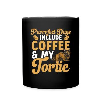 Schildpatt Katze Tortoiseshell Cat Tortie - Tasse einfarbig - Schwarz - Vorne