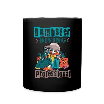 Raccoon lover garbage collecting garbage containers - Full Colour Mug - black - Front