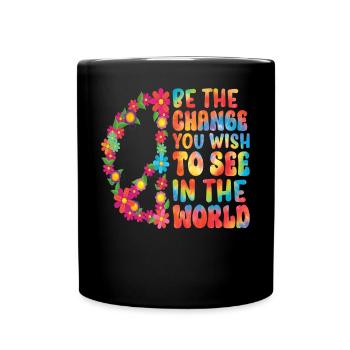 Hippie Floral Rétro Paix Gentillesse - Mug uni - noir - Devant