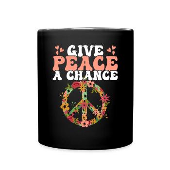 Hippie Frieden Freundlichkeit - Tasse einfarbig - Schwarz - Vorne