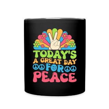 Hippie Frieden Freundlichkeit - Tasse einfarbig - Schwarz - Vorne