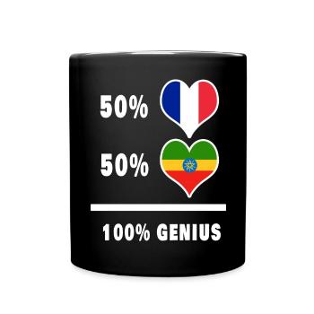 Drapeau 100% génial de l'Éthiopie et de la France - Mug uni - noir - Devant