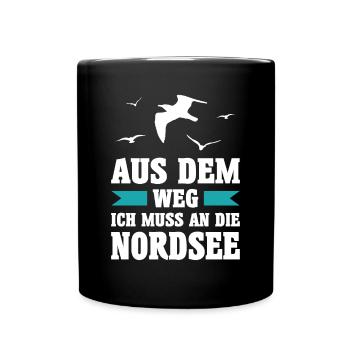 Nordsee Meer Möwe Möwen Urlaub Norden See Geschenk - Tasse einfarbig - Schwarz - Vorne