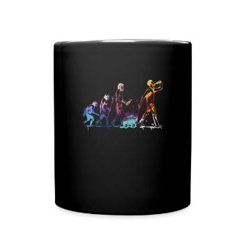 Vatertag Evolution Bollerwagen voll mit Bier - Tasse einfarbig - Schwarz - Vorne