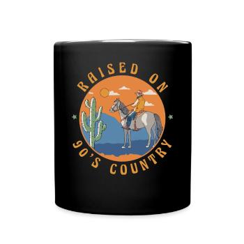 Raised On 90`s Country Music - Full Colour Mug - black - Front