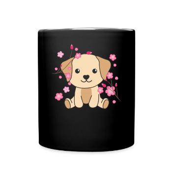 Labrador animaux mignons pour enfants kawaii - Mug uni - noir - Devant