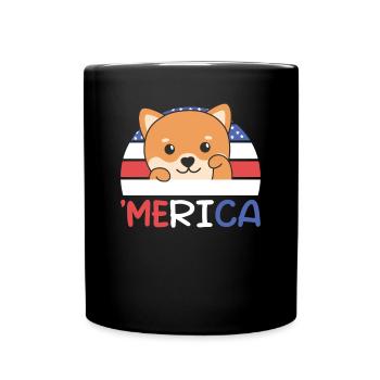 4. Juli amerikanischer Shiba Inu USA 'Merica - Tasse einfarbig - Schwarz - Vorne