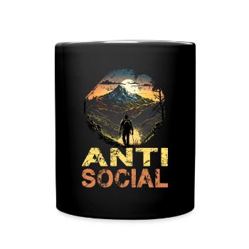 Antisozial Wandern Wanderung für eine Wanderer - Tasse einfarbig - Schwarz - Vorne