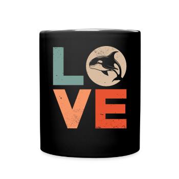 Baleine Épaulard Orque Amour - Mug uni - noir - Devant