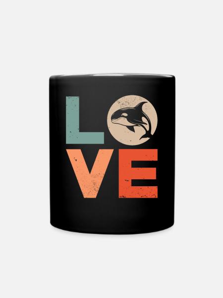 Baleine Épaulard Orque Amour - Mug uni - noir
