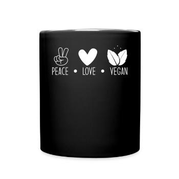 Veganer Peace Love Vegan - Full Colour Mug - black - Front